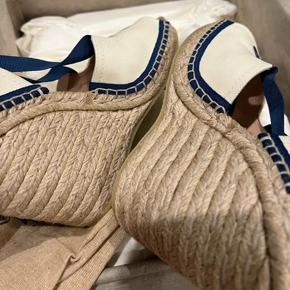 NEW Gucci GG Judie Lace Up Ballerina Espadrille Wedges - Picture 9 of 10